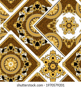 Seamless pattern with silk scarfs in vintage style