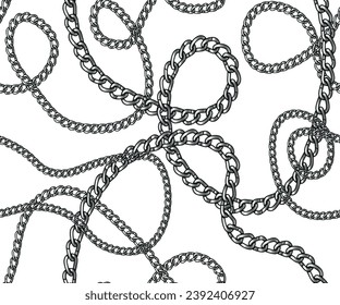 Seamless pattern of silver chains, vector illustration for fashion, fabric, background, wallpaper and cover designs 