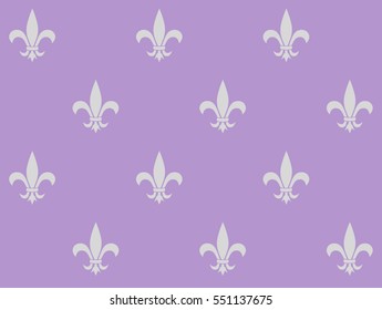 Seamless Pattern with silver Royal Lily on purple background
