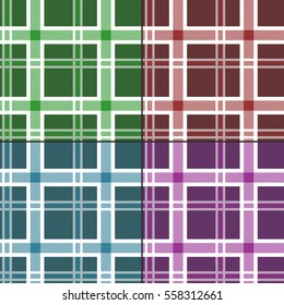 Seamless Pattern Similar to the Scottish Tartan. Four Textures in a Set. 