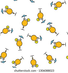 Seamless pattern of simple abstract alcoholic cocktails with juice, small umbrella and tubule in glass cups, bar icons on white background. Vector illustration.