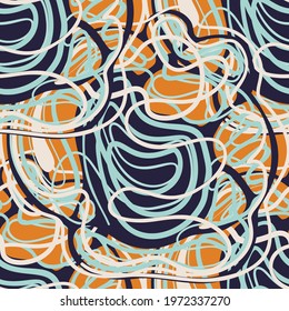 Seamless pattern with a simple abstract drawing in the style of doodle. Vector illustration.