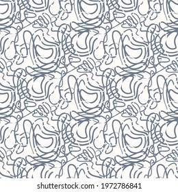 Seamless pattern with a simple abstract drawing in the style of doodle. Vector illustration.