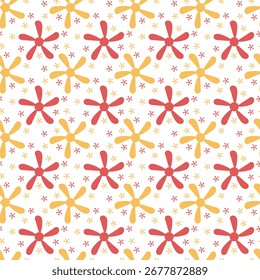 Seamless pattern simple abstract flowers, perfect for fabric, paper, creative backgrounds.


