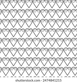 Seamless pattern with simple abstract shapes, hearts. Monochrome geometric backgrounds