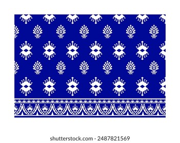Seamless pattern, simple blue and white classic geometric design for curtain, fabric, wallpaper and background.