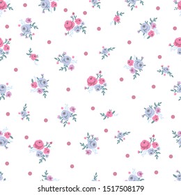 Seamless pattern with simple branches flowers for textile design. Vector.