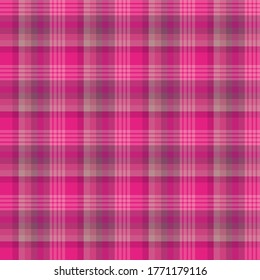 Seamless pattern in simple bright pink colors for plaid, fabric, textile, clothes, tablecloth and other things. Vector image. 
