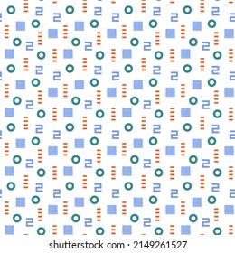 Seamless pattern of simple colored geometric elements. vector illustration