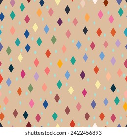 Seamless pattern, simple pattern, colorful rhombuses, print, paper, textile, illustration, vector.
