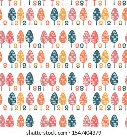 Seamless pattern with simple and colorful, Scandinavian plants