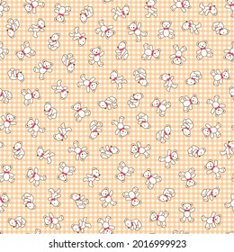 Seamless pattern of simple and cute bear illustration,