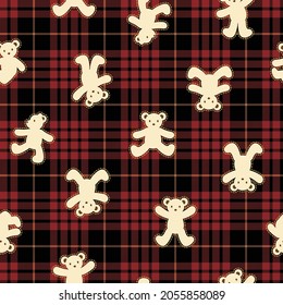 Seamless pattern of simple and cute bear illustration,