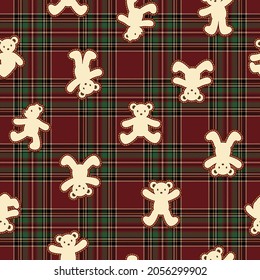 Seamless pattern of simple and cute bear illustration,