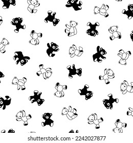 Seamless pattern of simple and cute bear illustration,