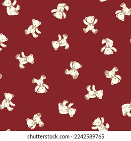 Seamless pattern of simple and cute bear illustration,