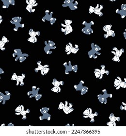 Seamless pattern of simple and cute bear illustration,