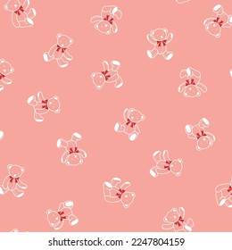 Seamless pattern of simple and cute bear illustration,