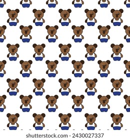 Seamless pattern of simple and cute bear illustration