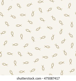 Seamless Pattern of Simple Dead Fish with Crossed Eyes in Random Direction.