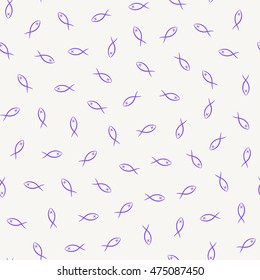 Seamless Pattern of Simple Dead Fish with Crossed Eyes in Random Direction.