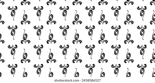 Seamless pattern simple design retro elements  black and white vector background paper textile wallpaper