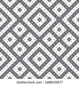 Seamless pattern. Simple elegant texture. Regularly repeatition geometrical shapes, dotted crosses and rhombuses. Vector element of graphical design