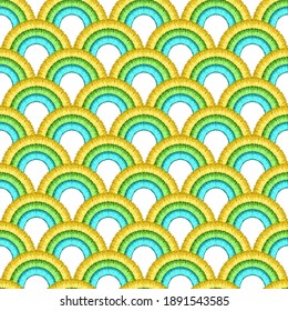 Seamless pattern with simple elements of a round shape. Suitable for textiles, wallpaper, wrapping paper, packaging.