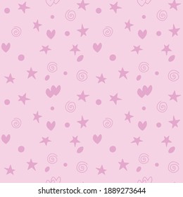 Repeating Hearts Stars Drawn By Hand Stock Vector (Royalty Free ...