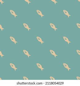 Seamless Pattern Of Simple Fish Silhouette