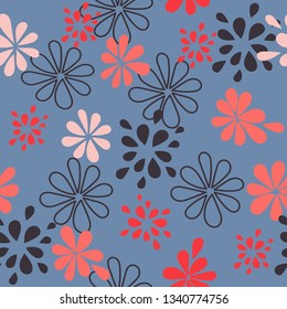Seamless pattern. Simple flat floral motif . Suitable for fabrics, Wallpapers, album covers, phone cases. Vector