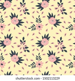 Seamless pattern. Simple flat floral motif . Suitable for fabrics, Wallpapers, album covers, phone cases. Vector illustration