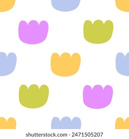 Seamless pattern with simple floral organic shapes. Abstract vector flat background. Childish naive art