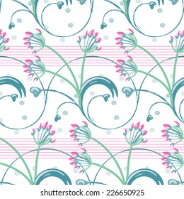 Seamless pattern - simple flower background in pastel tones. Vector illustration.