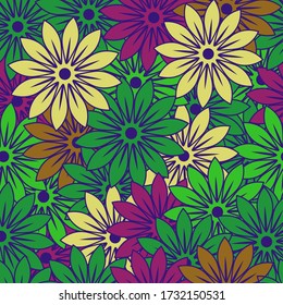Seamless pattern with simple flower. Vector illustration