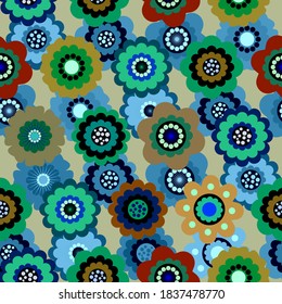 Seamless pattern simple flowers. Abstract modern trendy vector illustration on red background.