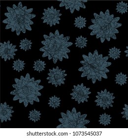 Seamless pattern with simple flowers in flat style. Perfect for kids and baby apparel design, wall art, wrapping paper, fabric texture. Vector Illustration