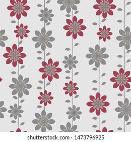 seamless pattern with simple flowers and leaves, in pastel colors