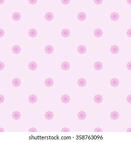 Seamless pattern with simple flowers of spring pink flowers on a light pale pink background.