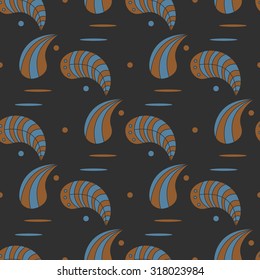 Seamless pattern of simple geometric elements on a dark background.