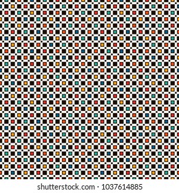 Seamless pattern with simple geometric ornament. Repeated squares abstract background. Bright colors contemporary surface texture. Digital paper, textile print, page fill. Vector art