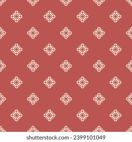 Seamless pattern with simple geometric ornaments in red and beige tones. Abstract minimalist scandinavian background. Nordic style ethnic folk texture. Vector repeat design for decor, textile, print