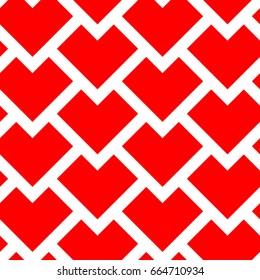 seamless pattern from simple geometric red hearts