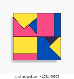 Seamless pattern with simple geometric shapes. Abstract design composition. Colorful fashion background. Vector minimalistic illustration. Modern elegant wallpaper.