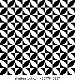 Seamless pattern with simple geometric shapes. White and black background. Vector illustration