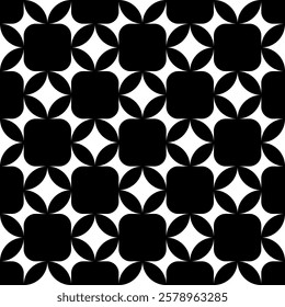 Seamless pattern with simple geometric shapes. White and black background. Vector illustration