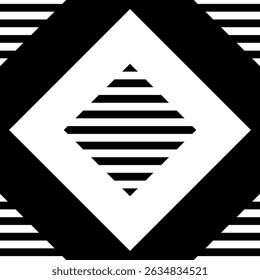 Padrão contínuo de formas geométricas simples. Fundo vetorial dos losangos. Padrão em preto e branco