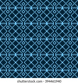 seamless pattern of simple geometric shapes intertwined in a complex pattern. vector illustration. for registration of wallpaper, textiles, presentations and web design. black and blue color