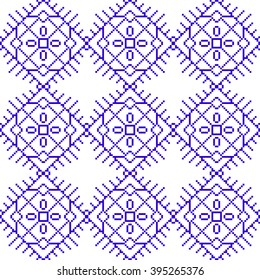 seamless pattern of simple geometric shapes intertwined in a complex pattern. vector illustration. for registration of wallpaper, textiles, presentations and web design. white and blue color