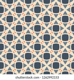 Seamless pattern with the simple geometrical drawing in retro style.  Vector illustration  